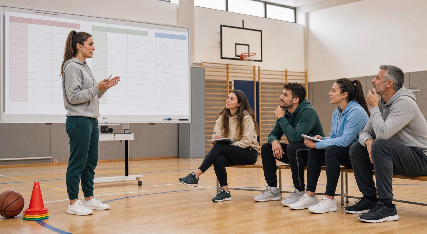 Aspirante ensayando una exposición de Educación Física ante un grupo reducido